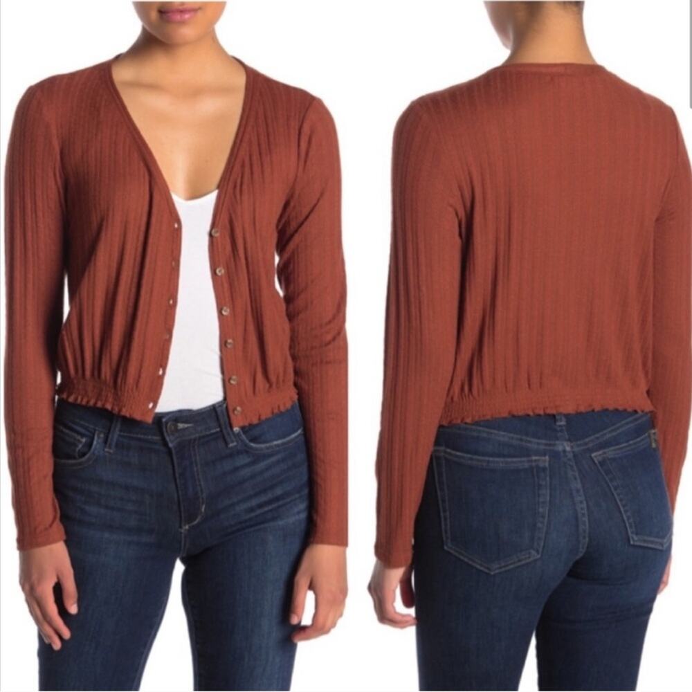 NWT ABOUND Women's Rust Sequoia Button Down Cardigan